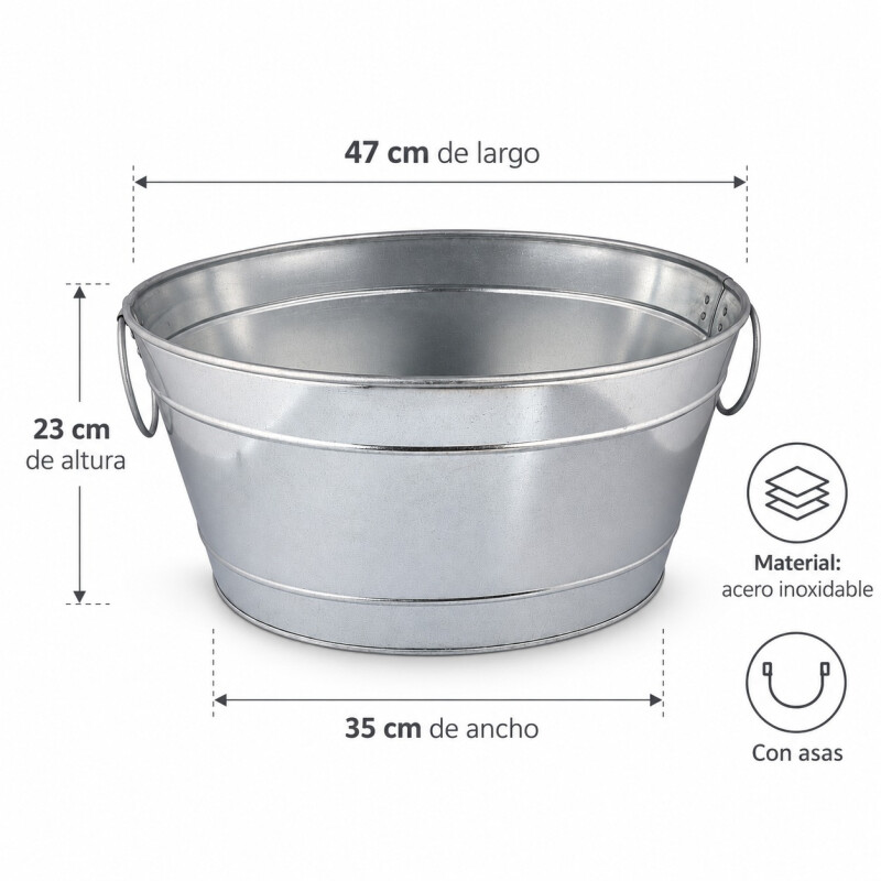 Champagnera Oval de Acero Inoxidable con Asas 47x35x23cm Champagnera Oval de Acero Inoxidable con Asas 47x35x23cm