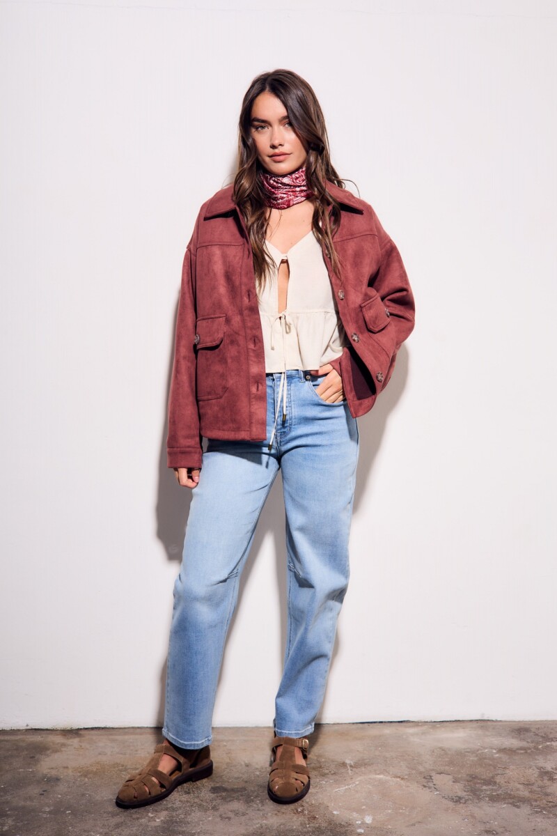 Sobrecamisa Gamuza Cuero Vegano Bordeaux