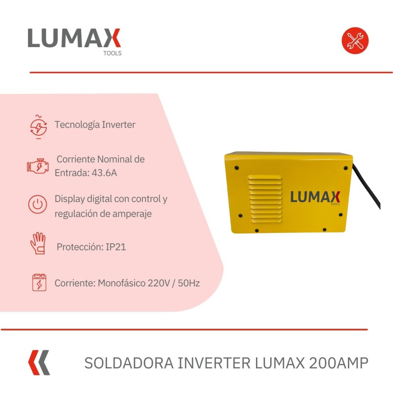 Soldadora Inverter Lumax 200AMP + Regalo Amarillo