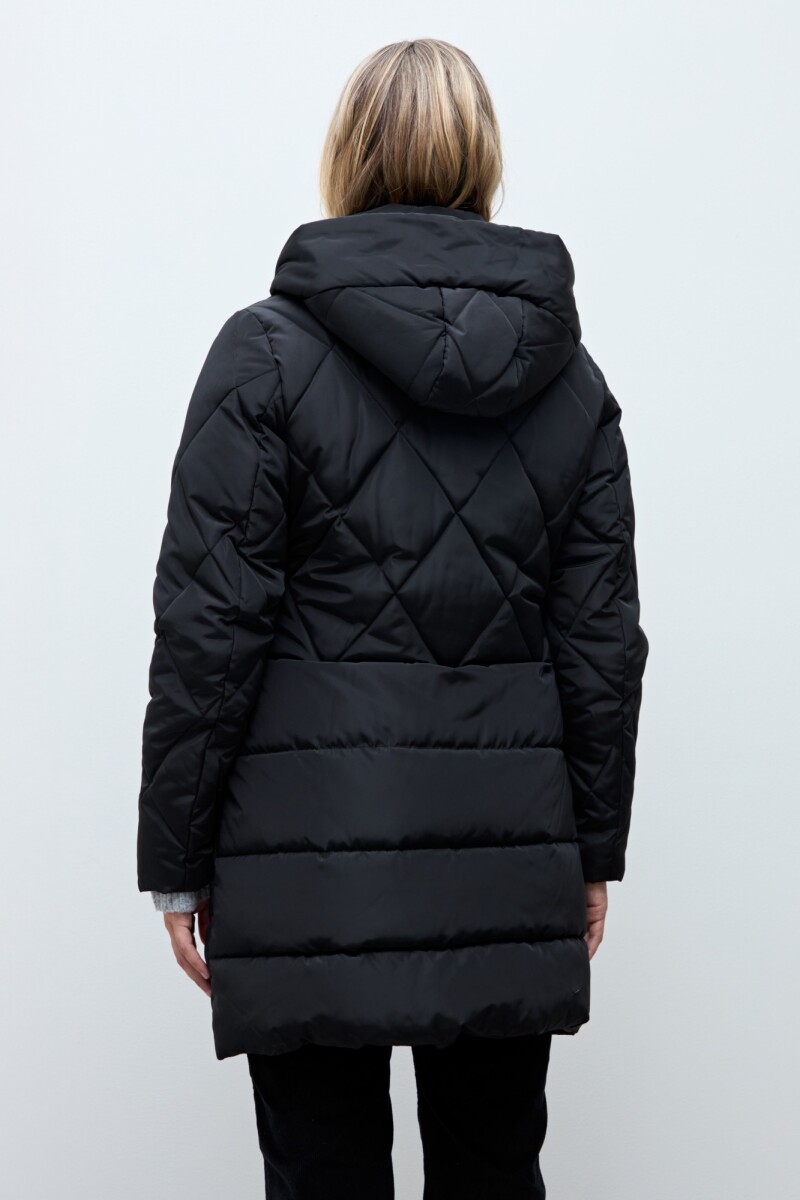 Campera capitoneada con capucha negro