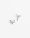 Aros Pasantes Cubic zirconia Aros Pasantes Mariposa De La Línea Delicates. - Plateado