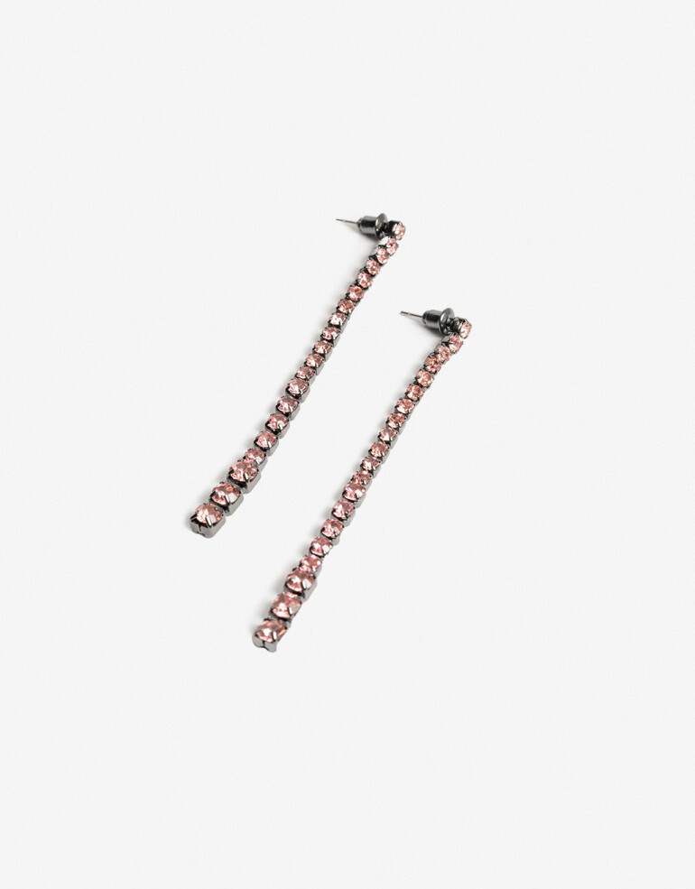 Aros Colgantes Largos Strass Aros Colgantes Strass - Negro