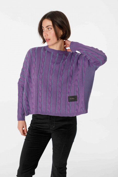 Sweater Oceano Crop Petroleo/Violeta