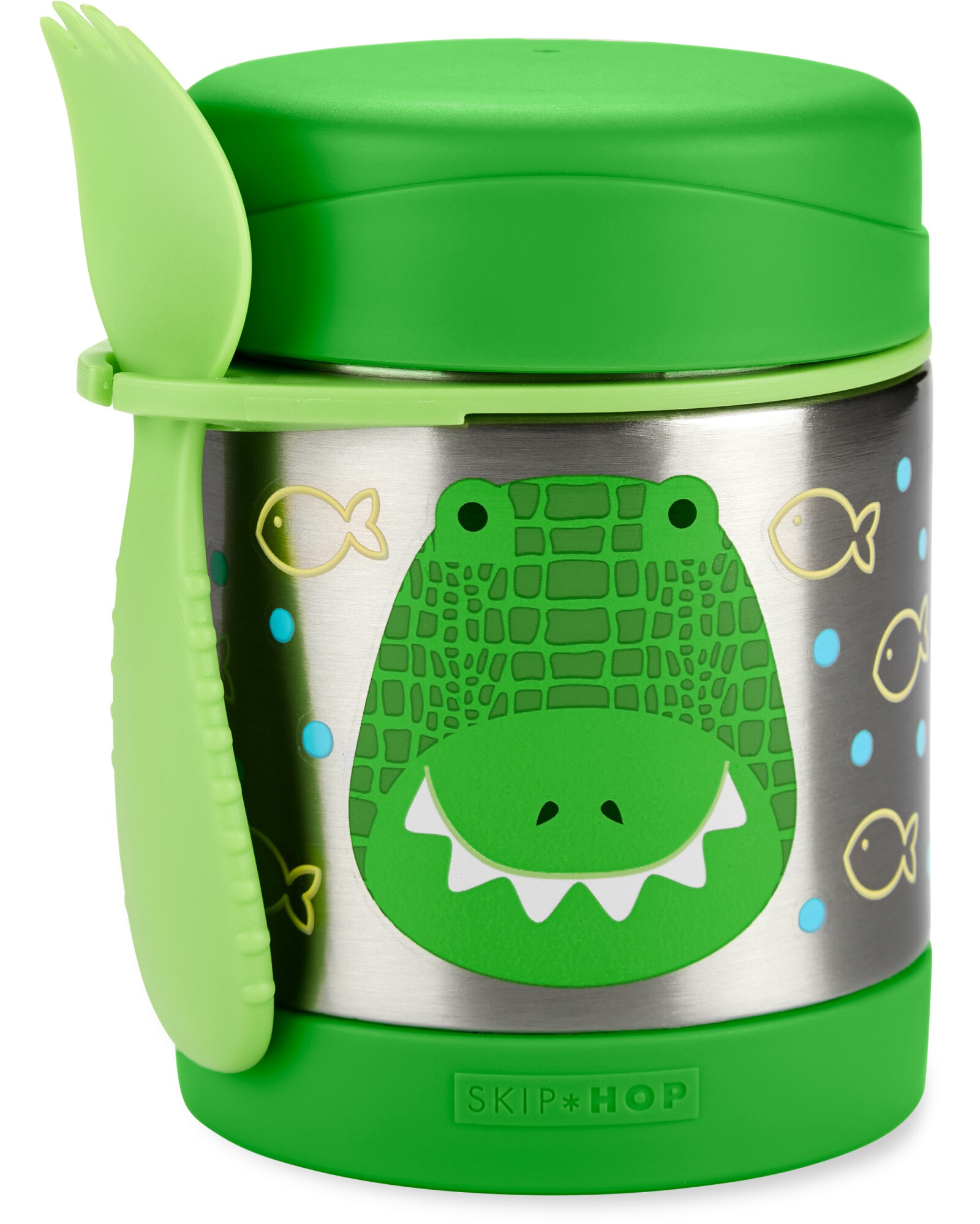 Tupper de acero inoxidable con cubierto, diseño cocodrilo Sin color
