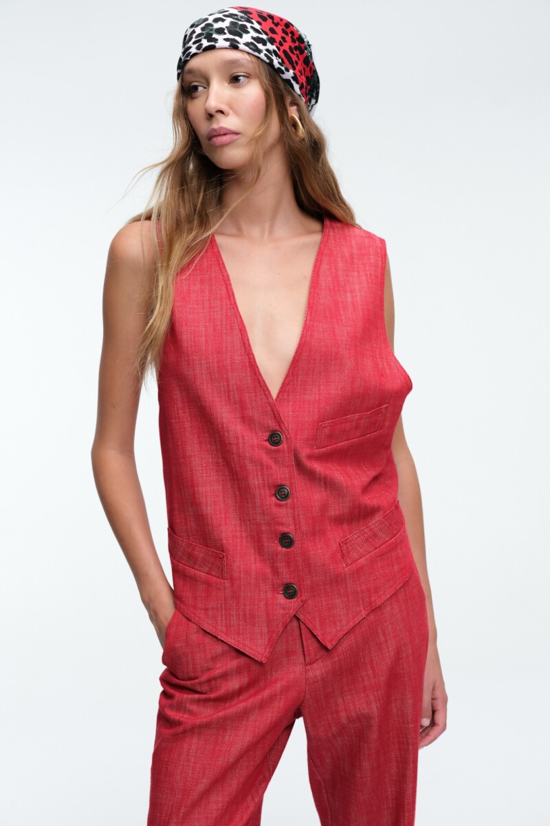 CHALECO DENIM Rojo