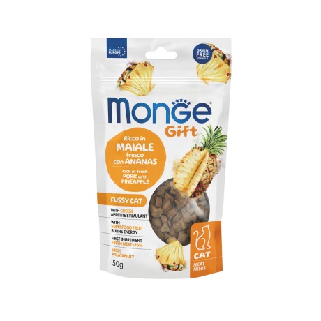 MONGE GIFT MEAT MINIS FUSSY CAT PORK & PINEAPLE 50GR Monge Gift Meat Minis Fussy Cat Pork & Pineaple 50gr