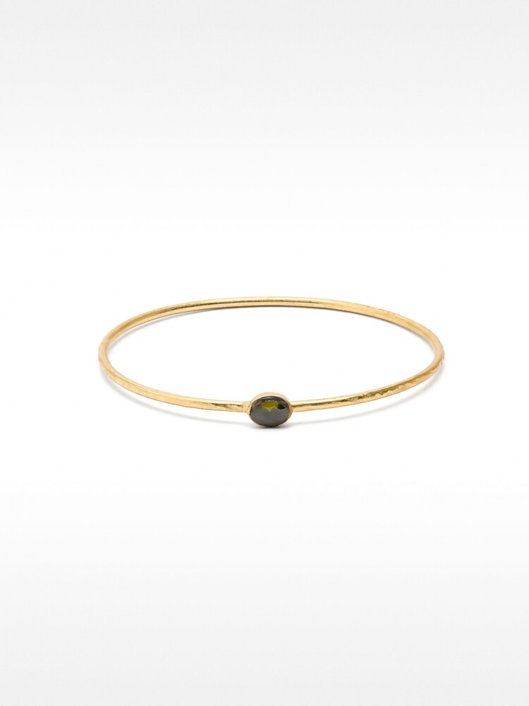 Pulsera Rígida Con Piedra verde
