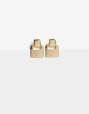 Aros Colgantes Cortos Metal Aros Cortos Metal Rectangular De La Línea Stay Golden. - Dorado