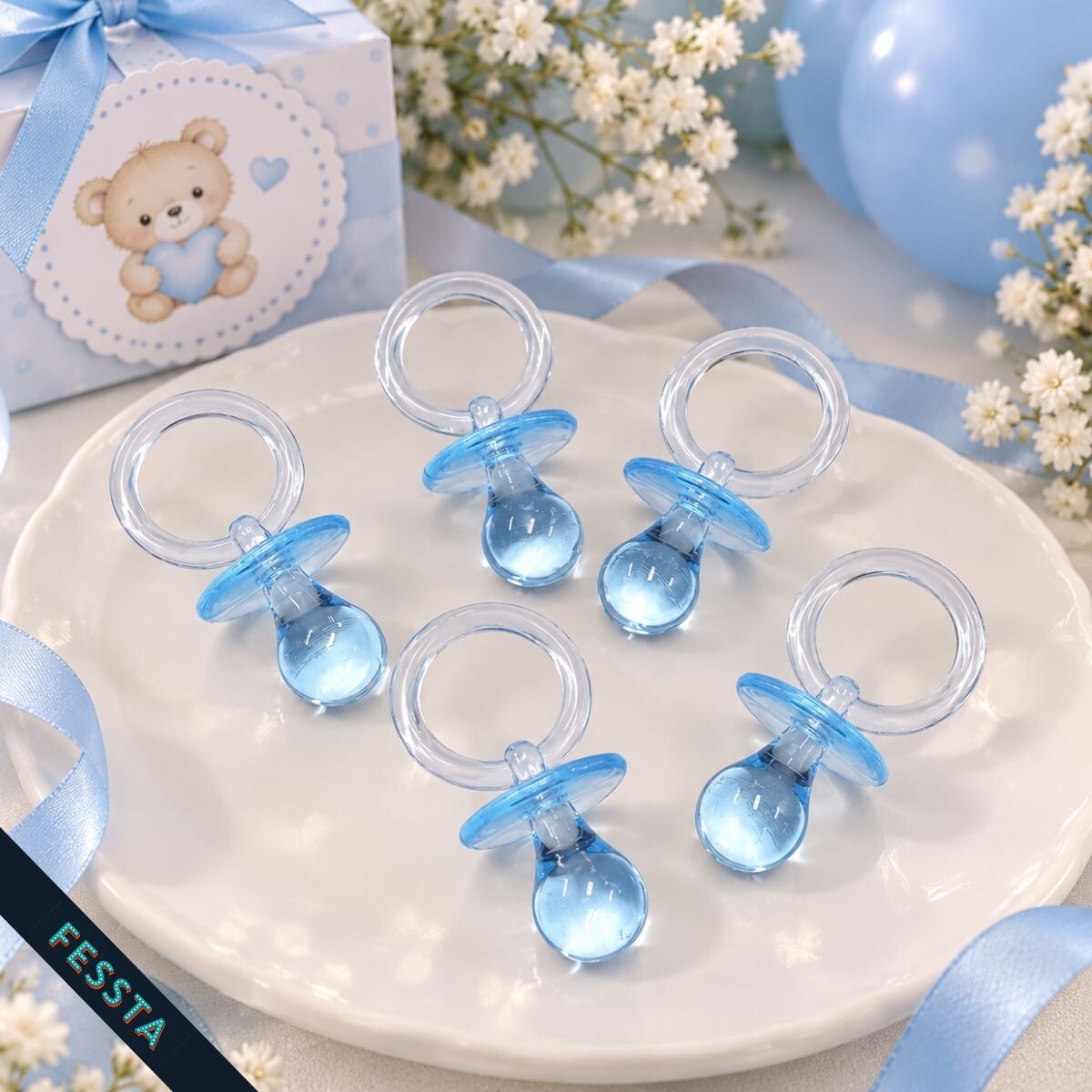 Chupete Souvenir Baby Shower - Celeste 