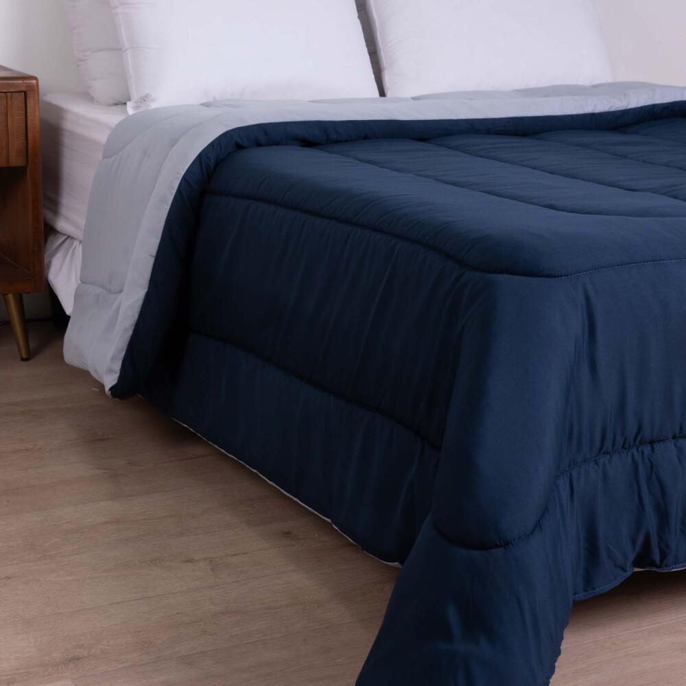 ACOLCHADO 1 PLAZA MICROFIBRA AZUL DUO REVERSIBLE