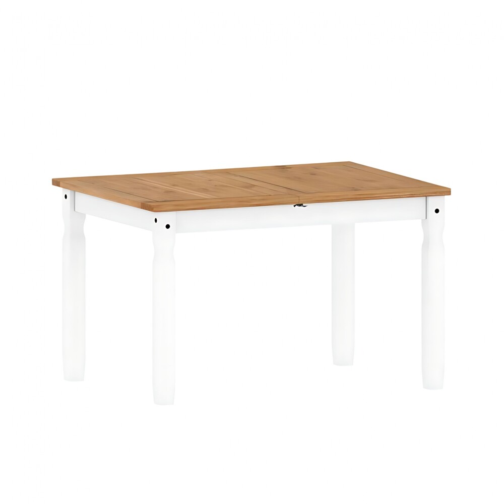 Juego de comedor Extensible 4 Sillas - Madera maciza 120 a 160 cm Blanco