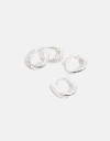 Aros Argollas Set Strass Set De Argollas Con Cubic - Plateado Rodio