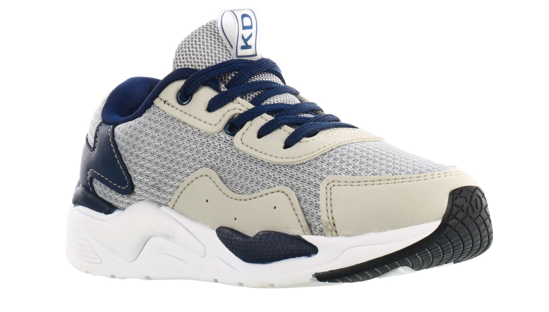 Championes Infantiles KIDY acordonado con piezas en contraste - Gris - Azul Marino 