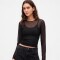 LS MESH CREW BLACK
