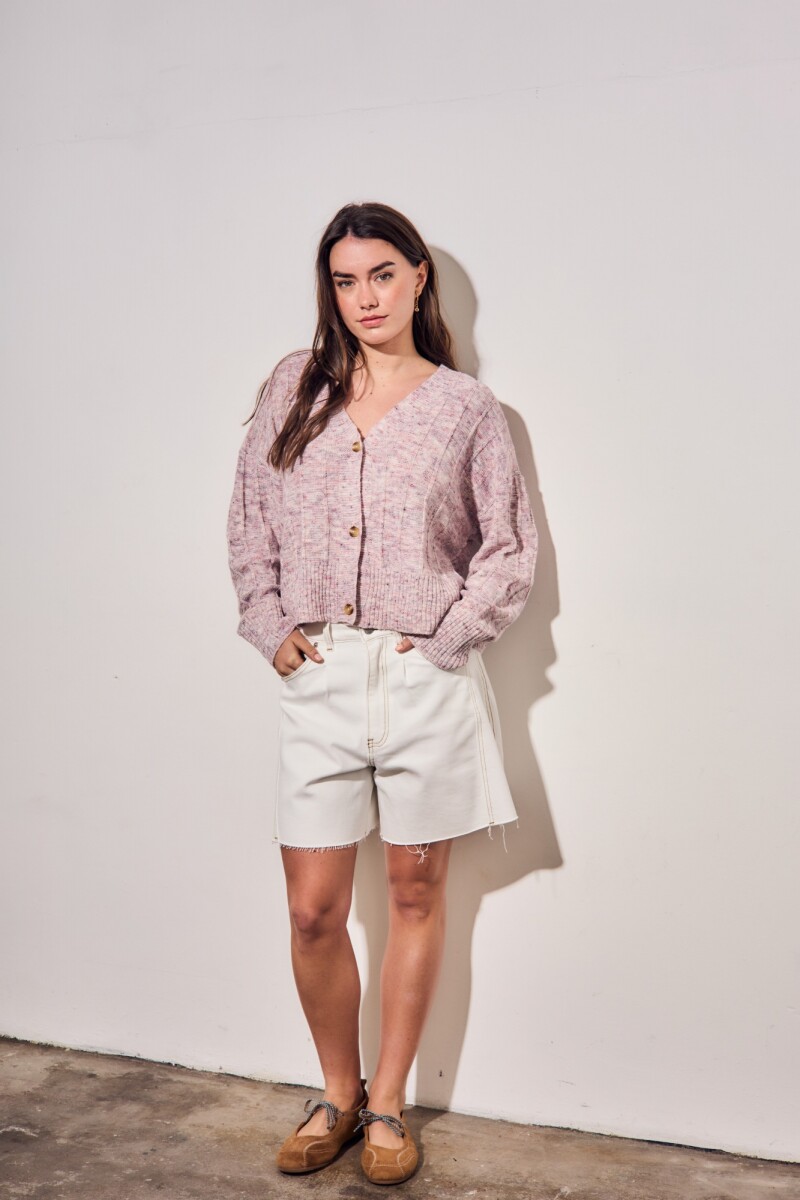 Cardigan Texturado Rosa Viejo