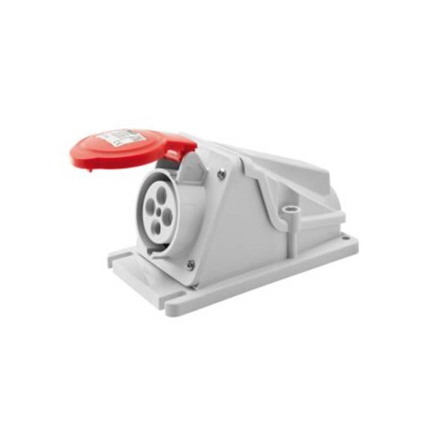 Tomacorriente exterior industrial 3P+T 16A 6HS 380V roja IP44 GG2481