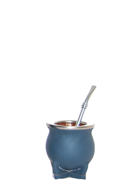 Mate Cerámica con Bombilla Azul