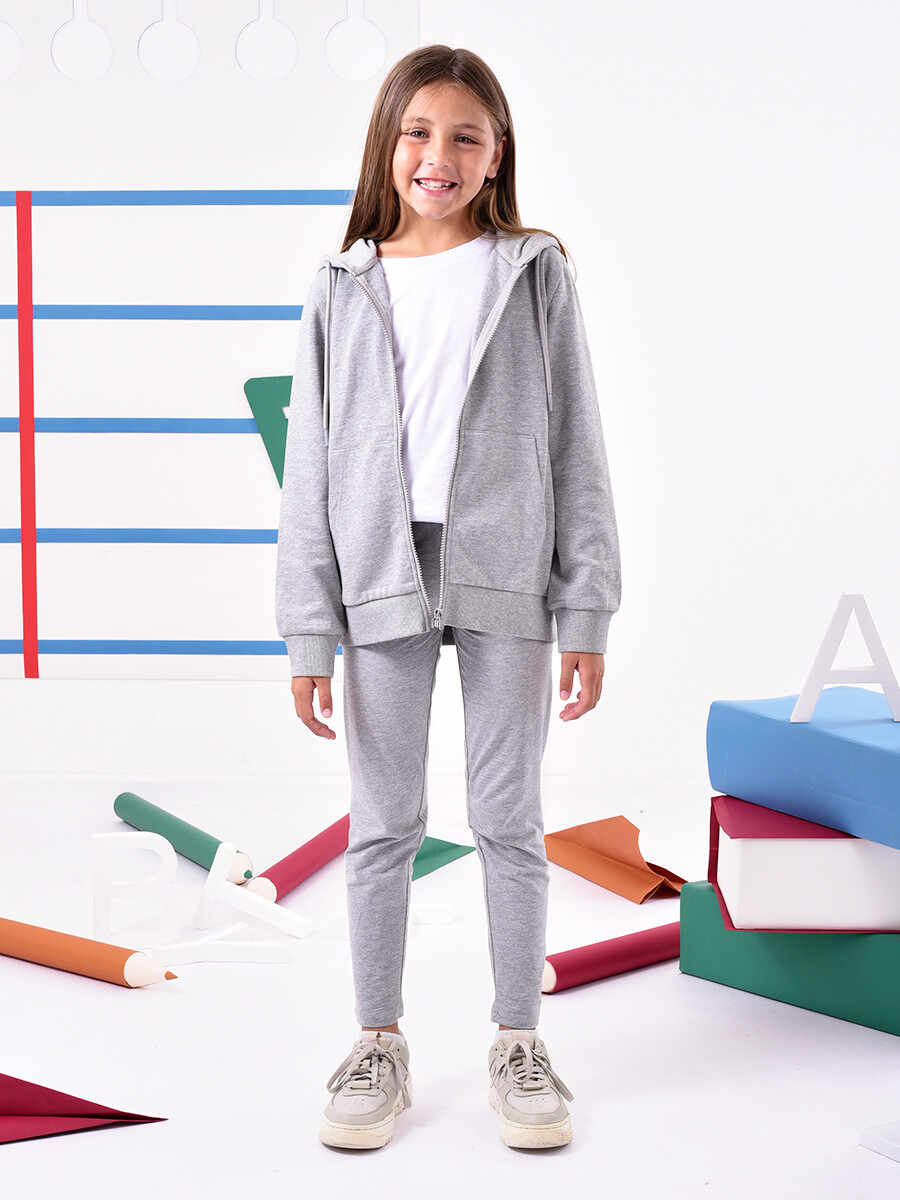 CAMPERA DEPORTIVA CON CIERRE - GRIS MELANGE M 