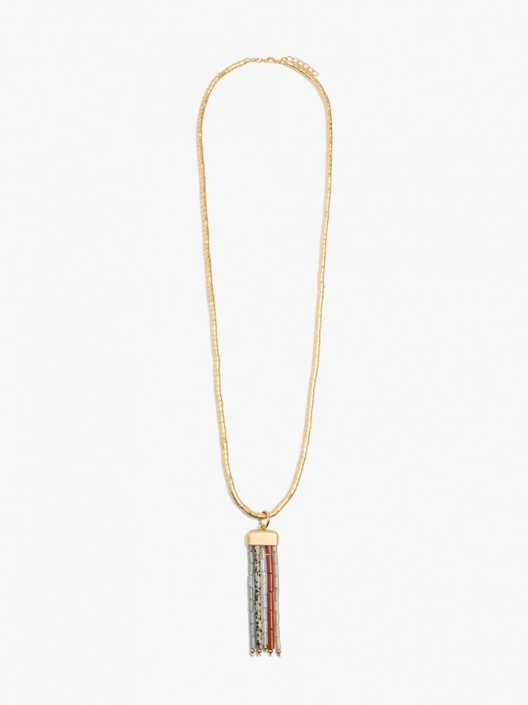 Collar Largo Cuentas De Piedra multicolor