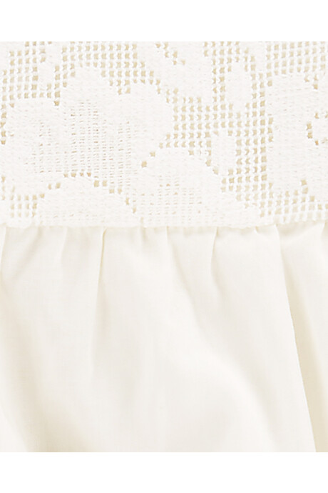 Set tres piezas de algodón, short, musculosa con encaje y vincha Sin color