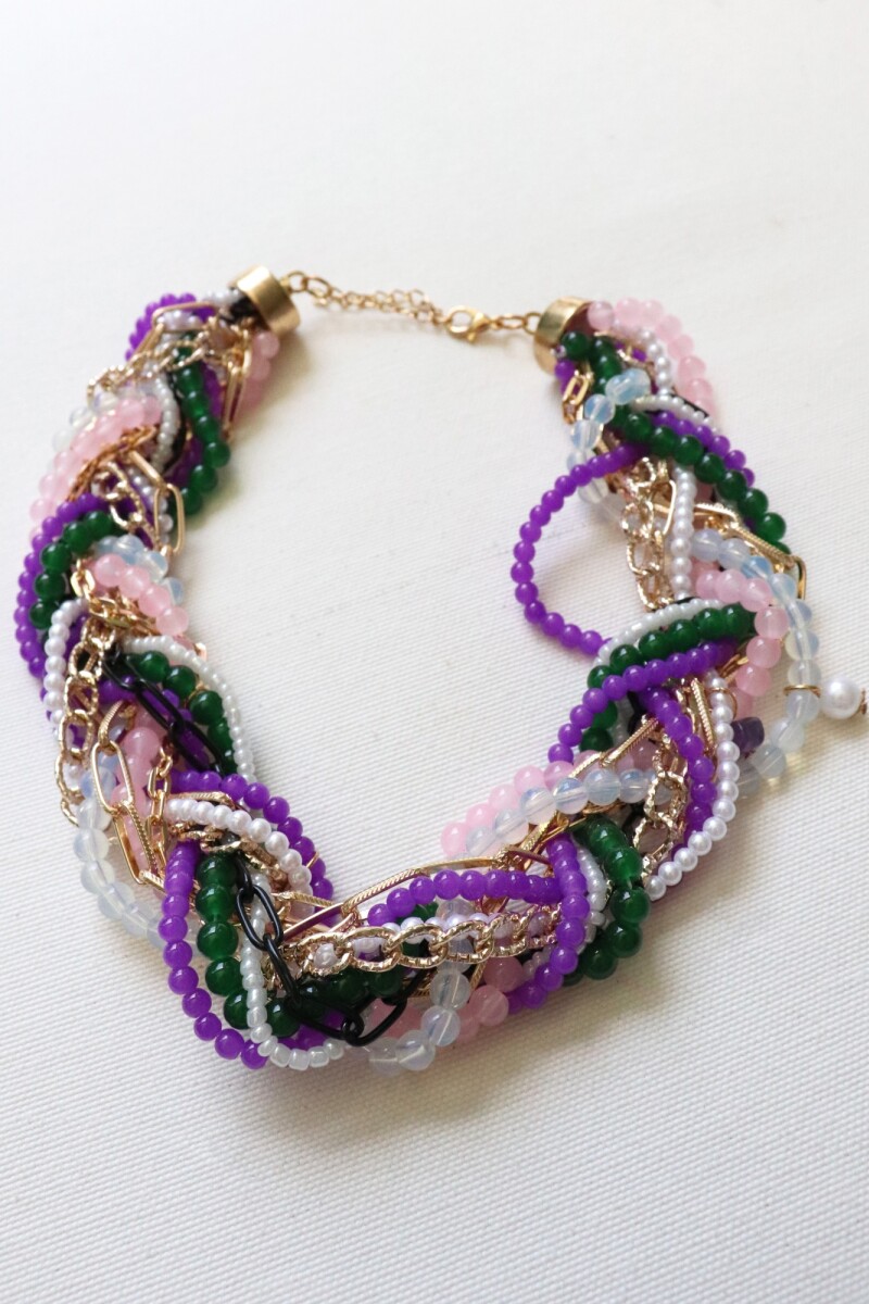 COLLAR TRENZA COLOR VERDE LILA