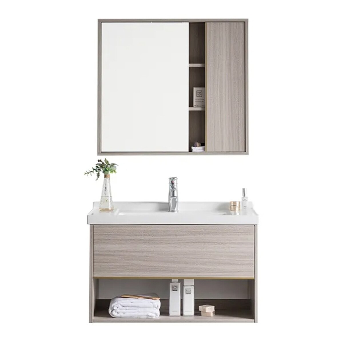 Mueble De Baño Aéreo Modelo 1063-80 / Mueble + Bacha + Espejo 