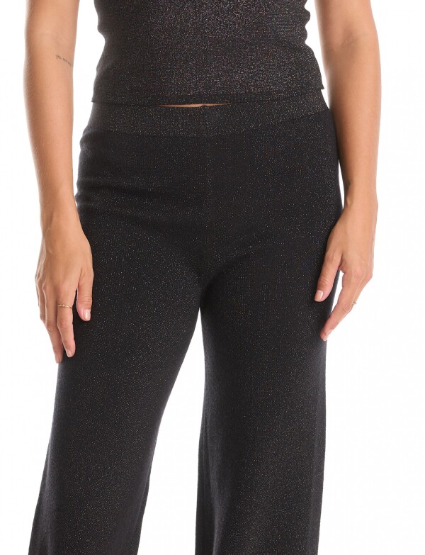 Pantalon Wide Leg Brillo NEGRO