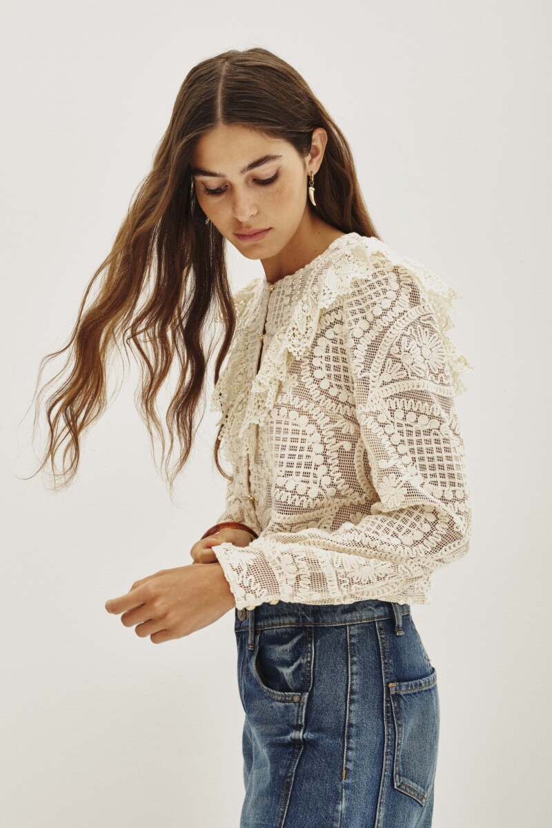 Saco Lace Frills Crudo