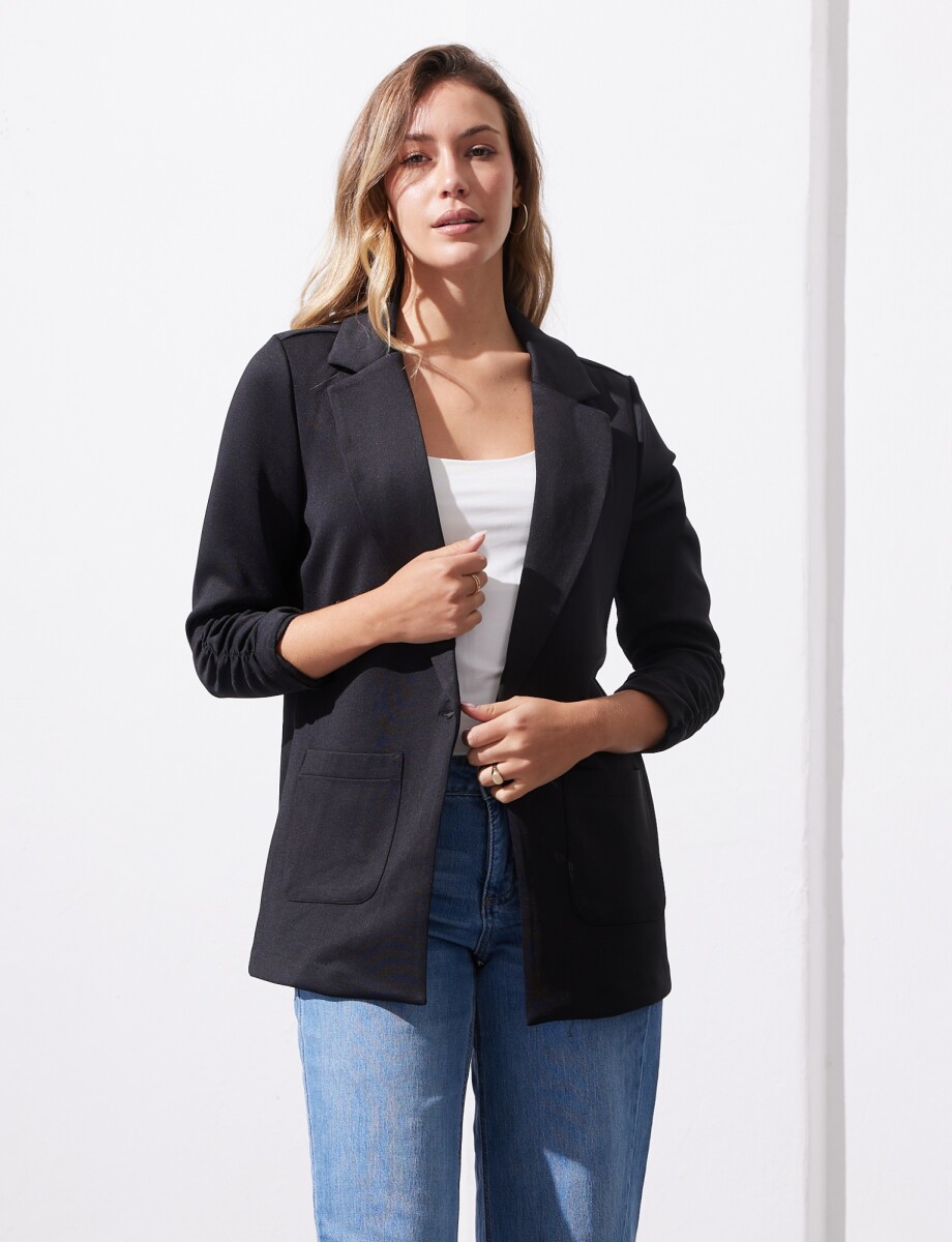 Blazer Manga Frunces - Negro 