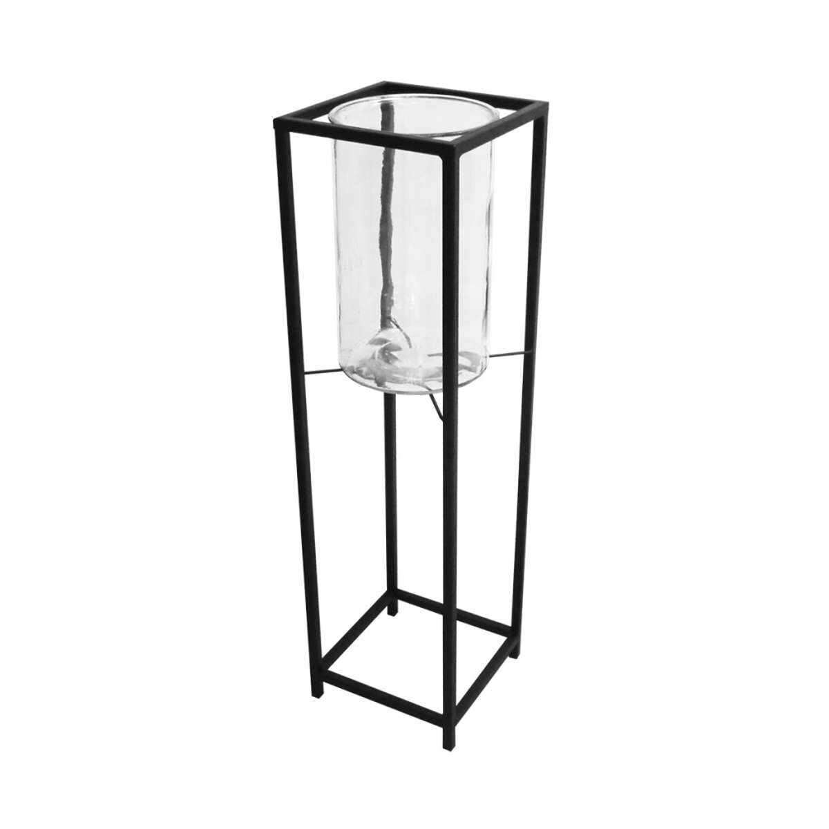 Candelabro Vidrio y Estructura de Metal - 76 x 21 cm 