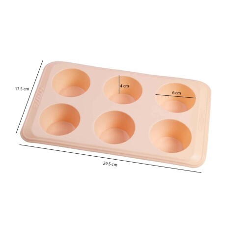 Molde en Silicona para 6 Muffins Cupcakes Antiadherente Salmón