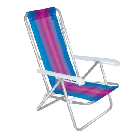 Reposera Silla Reclinable De Playa 8 Posiciones Aluminio Celeste/fucsia