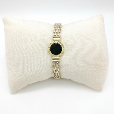 Pulsera de plata 925, double en oro 18 ktes y onix. Pulsera de plata 925, double en oro 18 ktes y onix.