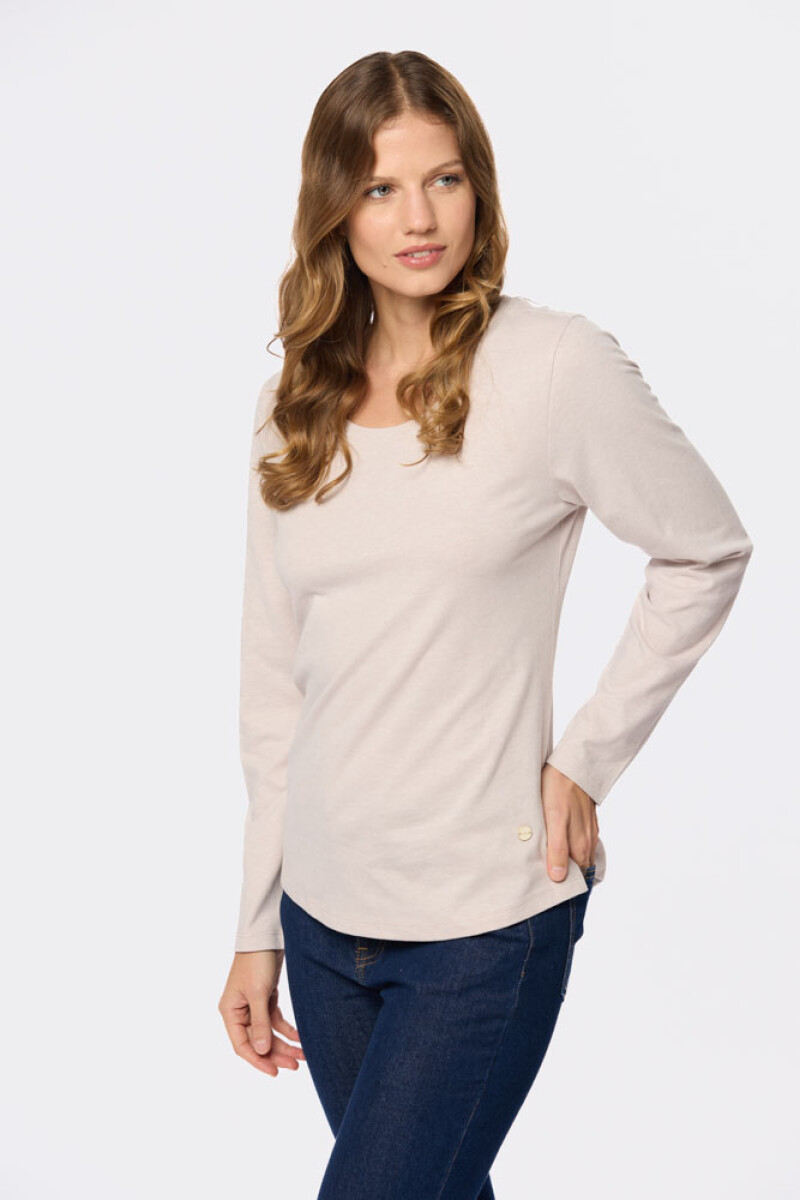 REMERA LISA MANGA LARGA - Beige 