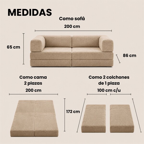 Sofá Sillón Cama ComboHome Teddy Premium 3 Cuerpos Corderoy Marrón 1