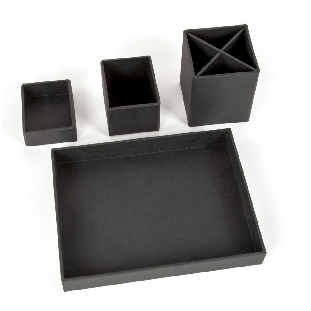 ORG ESCRITORIO 4 PIEZAS PAPEL NEGRO LENA