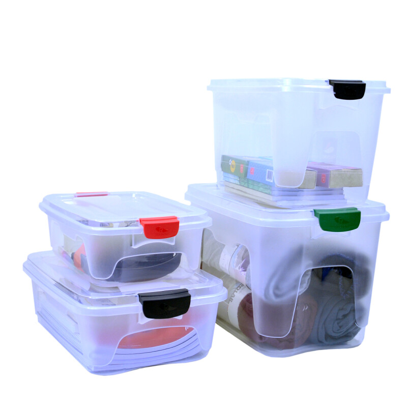 Set x3 Caja organizadora 30 lts Alta TRANSPARENTE