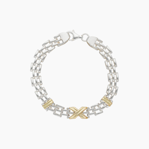 Pulsera en Plata y Oro con Apliques Pulsera En Plata Y Oro Con Apliques