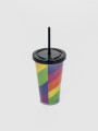 Vaso Con Tapa + Sorbito Arcoiris Estampado 1