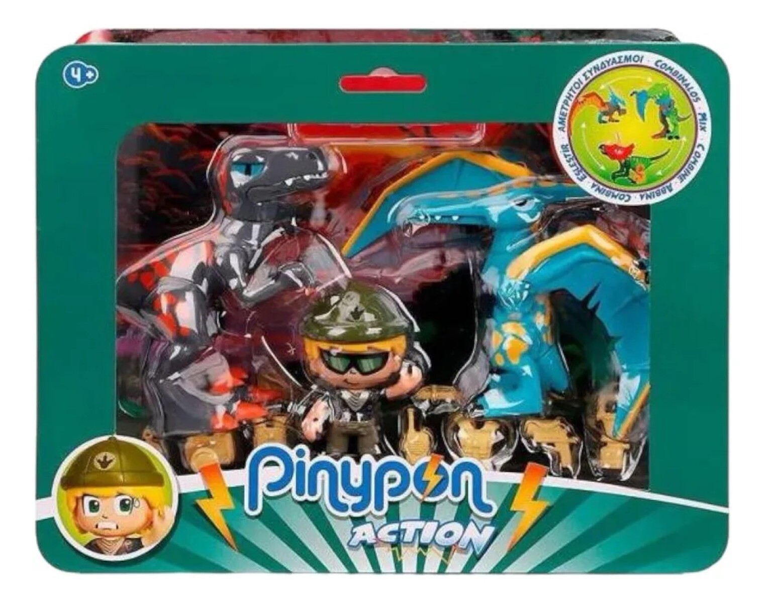 Muñeco Pinypon Action Pack Dos Dinosaurios Y Una Figura 