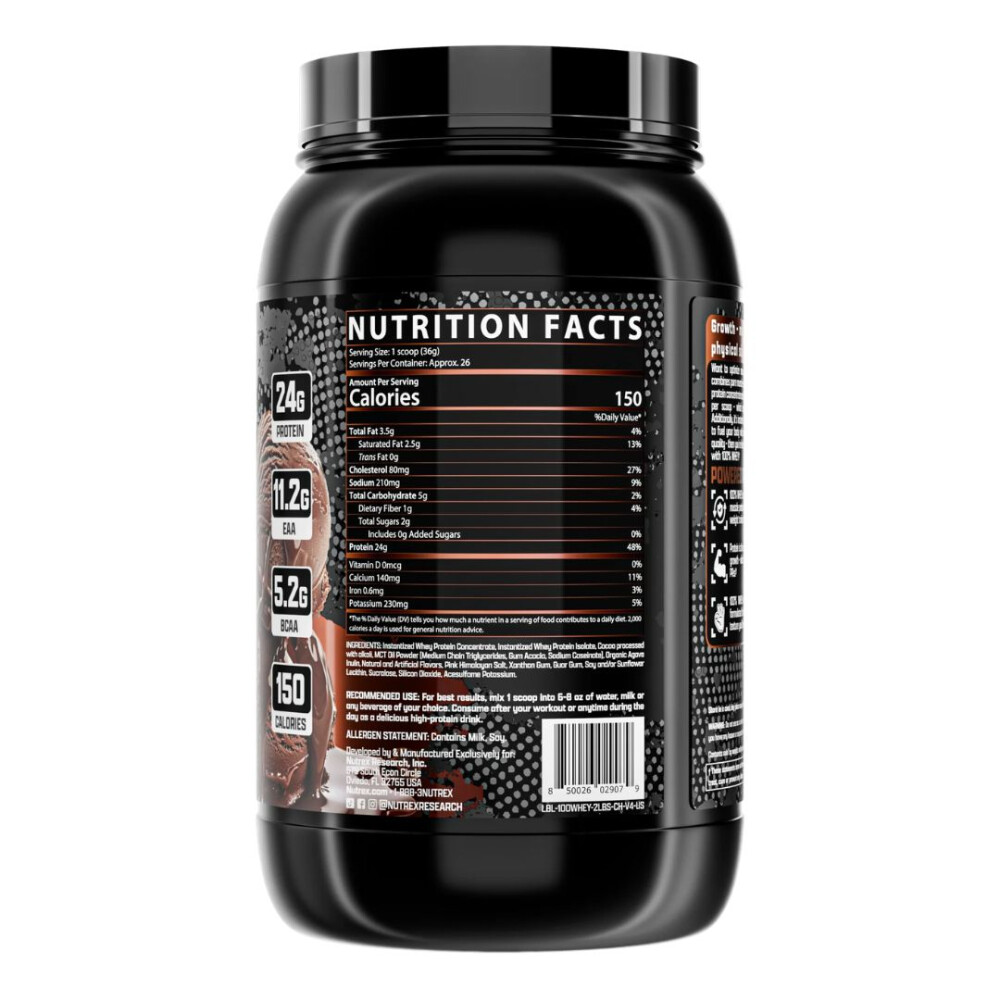 100% Whey Protein Chocolate | Proteína de Suero | 2 lb - Nutrex 100% Whey Protein Chocolate | Proteína de Suero | 2 lb - Nutrex