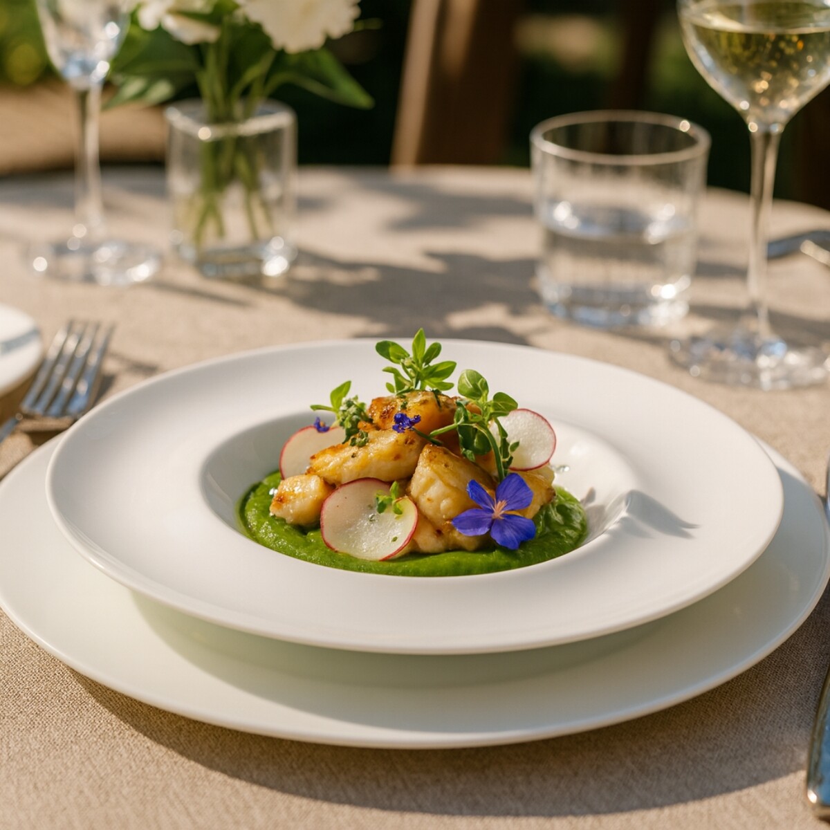 Plato Hondo Gotas 24 cm Blanco Porcelana 