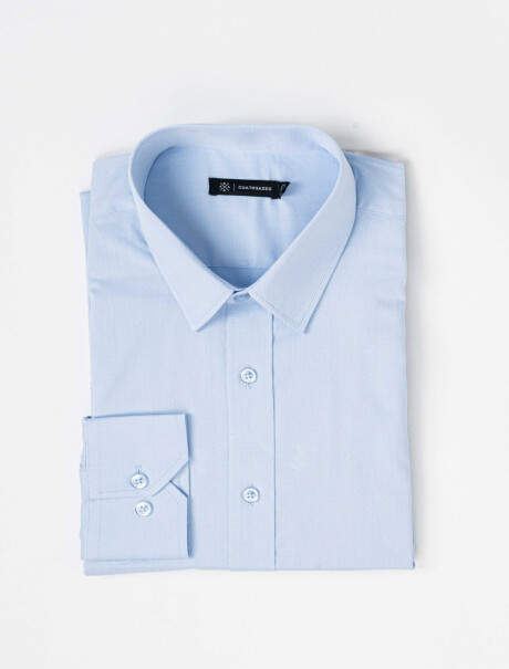 Camisa m/l elastizada slim lisa celeste