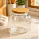 Recipiente vidrio 1000 ml tapa madera TRANSPARENTE