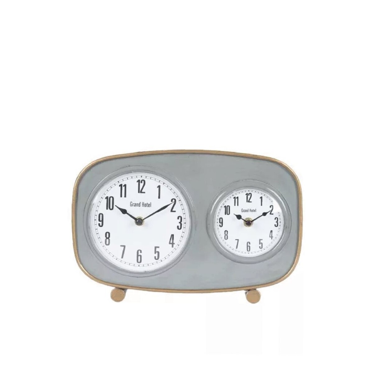 RELOJ DE MESA DOBLE HIERRO 33X23X7.5CM GRIS 