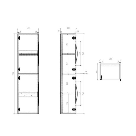 MUEBLE LATERAL ROBLE CLARO 2 PUERTAS 40X30X150 000