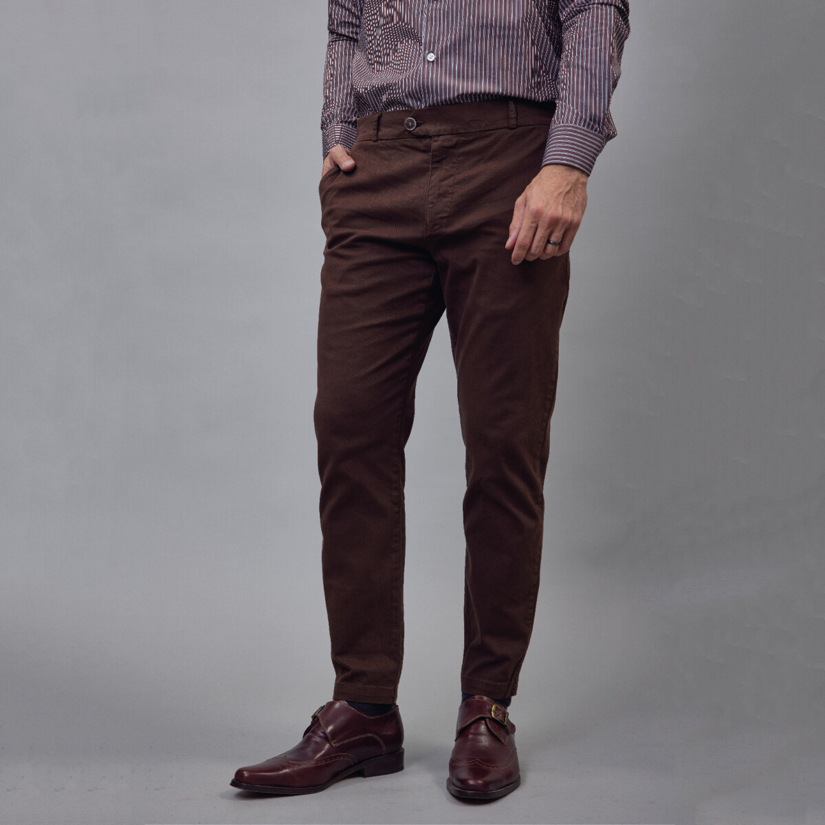 Pantalón de gabardina sport - Chocolate 