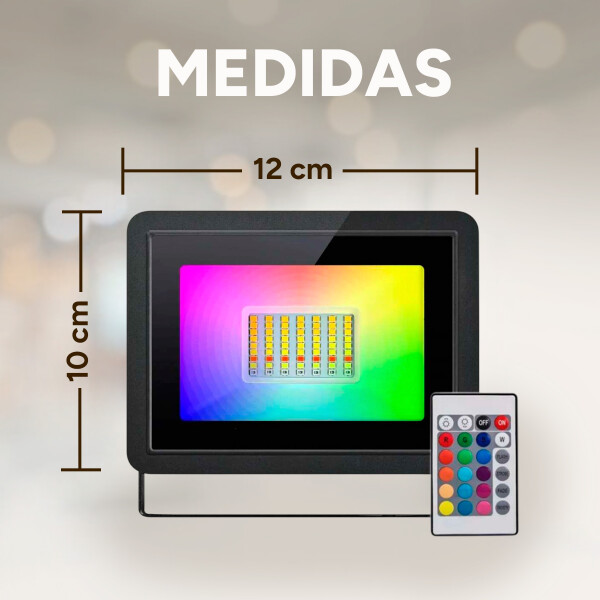Foco Reflector Rgb Control Ip66 Exterior Interior 30 Led 30w Color Negro