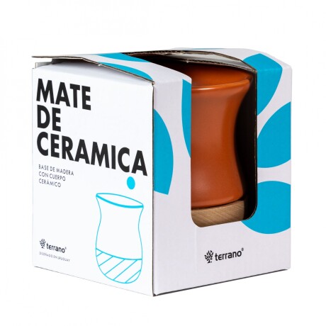 Kit Termo Slim 750ml + Mate Ceramica Base Madera Terracota