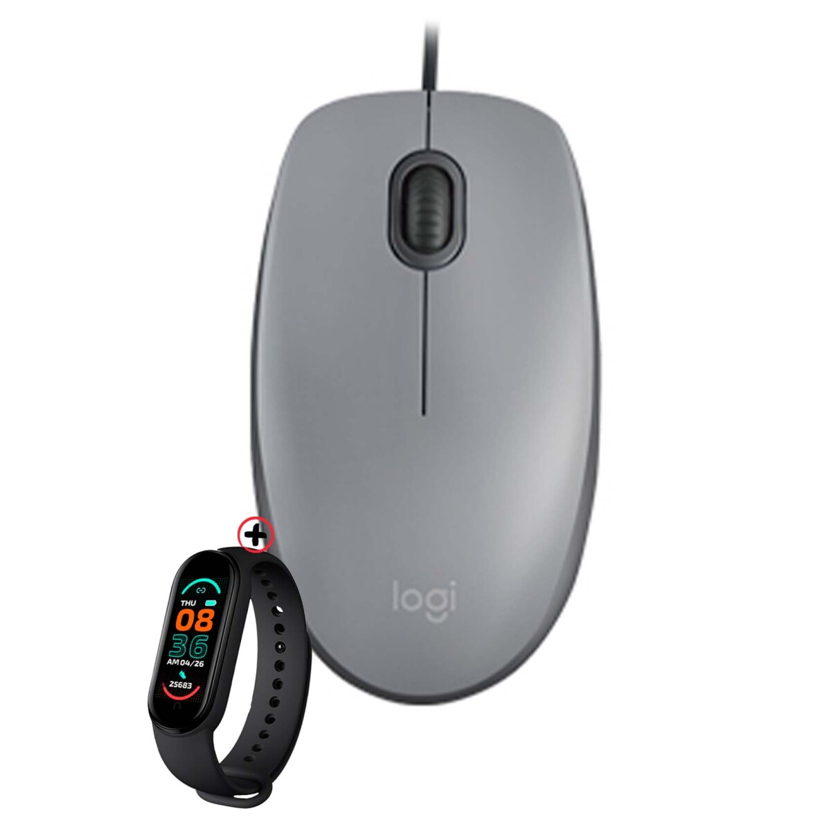 Mouse Cableado Logitech M110 Silencioso 1000dpi + Smartwatch - Gris 